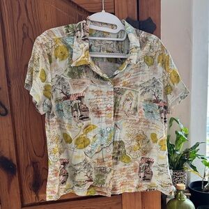 Tori Richard Map Print Button-Down Shirt